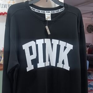 VS PINK Large, Sweat shirt, Black New with tags!